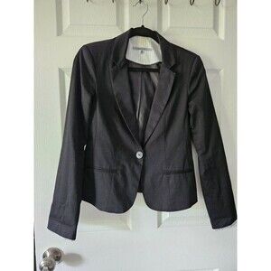 Basement Women’s Black Blazer Size S Shiny Satin Look Minimalist Blazer